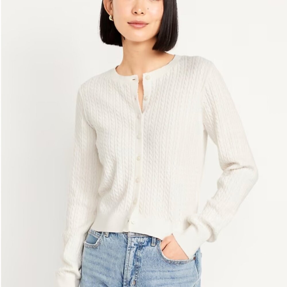 NWT Old Navy SoSoft Cable Crop Cardigan Sweater Size XL